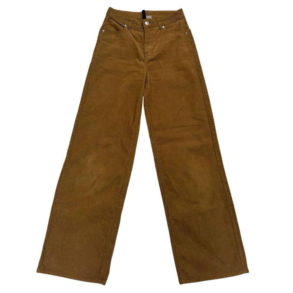 Camel Wide‑Leg Corduroy Pants Y2K Retro Streetwear Essential 🤎 Size 0 ✨
